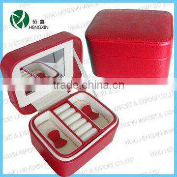 Black double-box drawer type leather comestic box leather jewelry chest,makeup packing storage