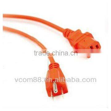 High quality orange color PVC jacket US type Power Cord