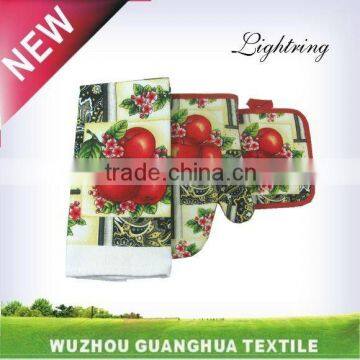 Cheap 3pcs kitchen set, kitchen textile set