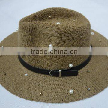 Lady Acrylic Hat With Pearls and Belt photo-2