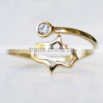 Fashion gold plated adjustable wedding rings cubic zirconia engagement rings