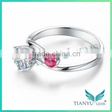 Fashion Ruby Rings 925 Sterling Sliver Moissanite Diamond Wedding Rings for Women photo-2