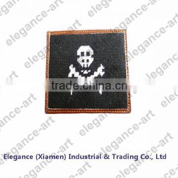 The Skull Needlepoint Card Wallets with Black-White