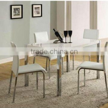 Charisma White Gloss/Chrome Living Room Furniture Dining Table And 4 Chairs Set