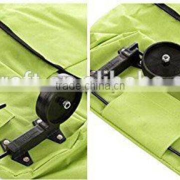 Shopping Bag Large Lightweight Shopping Trolley Foldable Wheel Folding Luggage Bag Cart Tote Green&Orange photo-6