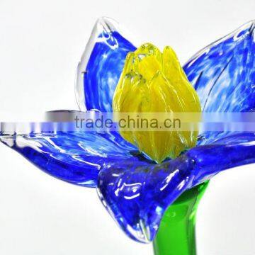 colored hand blown long stem artificial glass flowers