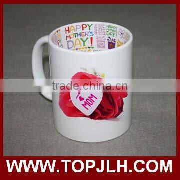 Promotional plain white double wall Pure white ceramic mug with handle