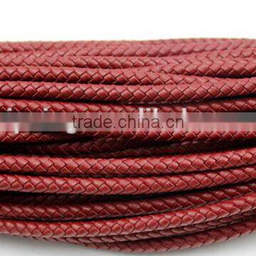 Braided Round Leather Cords 100% Real Leather 4mm for Making Leather Bracelets photo-2