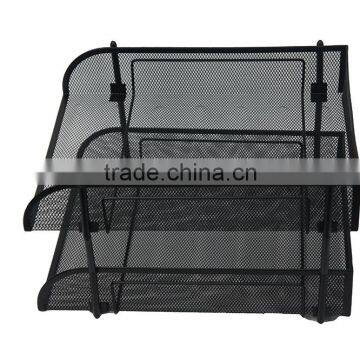 2 Layers Grey Metal Mesh Magazine Desk File Organzier,File Tray photo-3