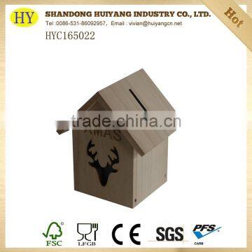 Christmas Gift Unfinished Cheap Wooden Money Box photo-4