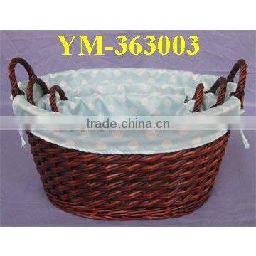 brown home lined storage basket