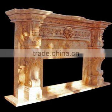 Luxury Indoor Decoration Hand Carved Beige Marble Fireplace photo-4