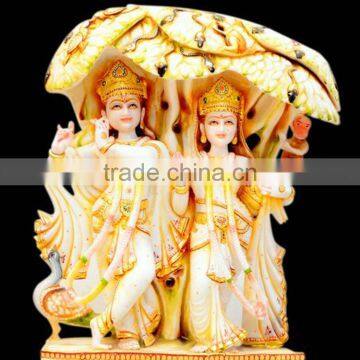 Marble Radha Krishna Statue Stone Carving photo-6