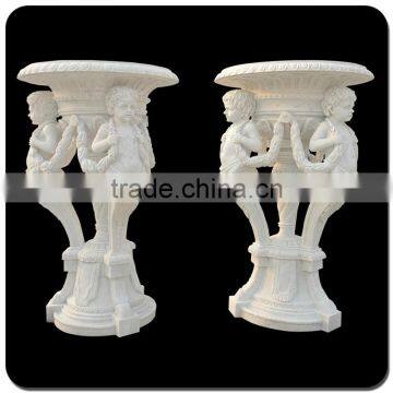 Chinese cheap hand carving marble flowerpot antique flowerpot