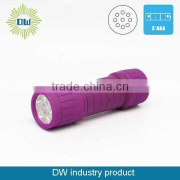 9LED plastic led round flashlight