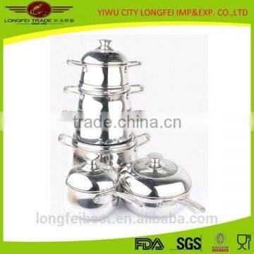6pcs two-layer stainless steel milk pot,fry pan,soup pot