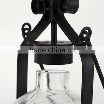 European Vintage Iron Glass Wedding Candle Lamp Portable Lantern Candle Holders Room Decoration Romantic Candlestick photo-5