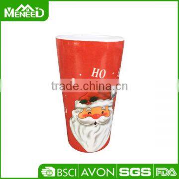 Holiday item melamine red drinking cup, plastic Christmas santa claus printing plastic christmas tumbler