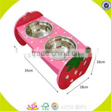 Wholesale high quality safety double pet feed bowls wooden dog water bowl and food bowl W06F047
