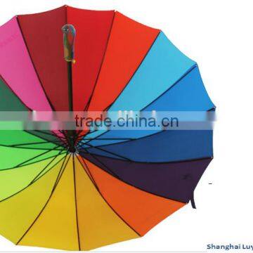Promotional Gifts Ideas Strong Fiberglass Ribs Rainbow Golf Umbrella photo-2
