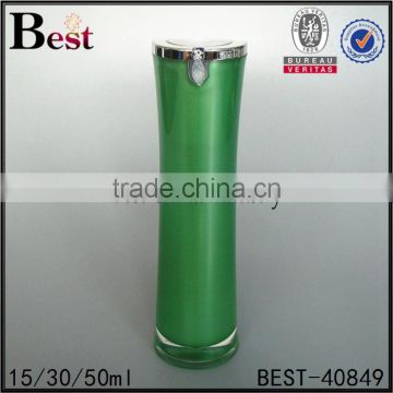 unique design empty acrylic cream lotion bottle green 15ml 30ml 50ml double wall plastic lotion bottle packaging