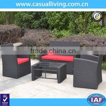 All Weather 4-Piece Cushioned Black Rattan Garden Sofa