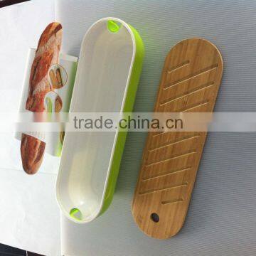 Bread storage box with natural bamboo lid