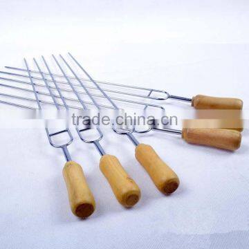 6 Pieces BBQ Tool Stainless Steel BBQ Fork Roasting Fork With Wood Handle