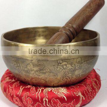 High Quality Double Dorje Tibetan Mantra Carving Singing Bowl photo-2