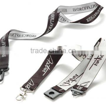 Promotional flat woven lanyards/woven logo lanyard no minimerm order