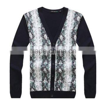 100% fine cotton mens knitwear cardigan