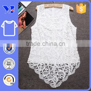 Fashion knitted women white crochet tops