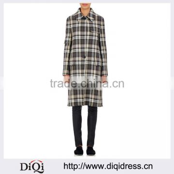 Customized Lady Apparel Multicolored Fashion Long Sleeves Wool-blend Twill Coat(DQM029C)