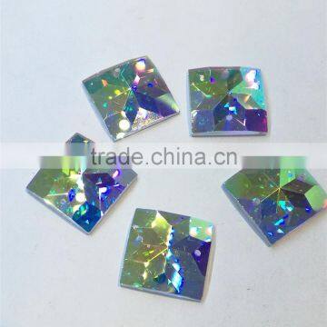 square flat back crystal mirror rhinestone with holes for garment accessories