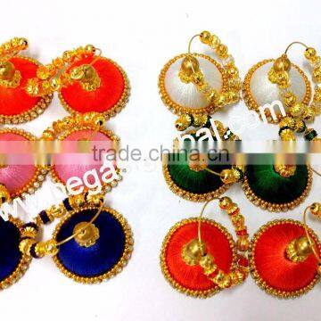Handmade Silk Thread Earrings, Jhumka Earrings Festive Collection India photo-5