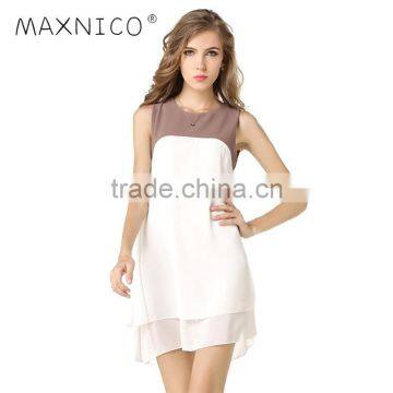 Maxnegio fashion woman chiffon straight casual dress