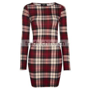 Wholesale Bodycon Slim Pencil Party Dress Design Your Own Fashion Checked Dress photo-5