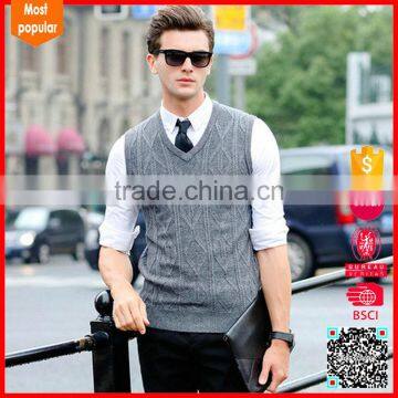 Knitted cable patterns formal sleeveless men's vest sweater