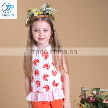 2017 Summer Latest Design Sleeveless Girls Top Wirh Embroidery Flowers photo-2