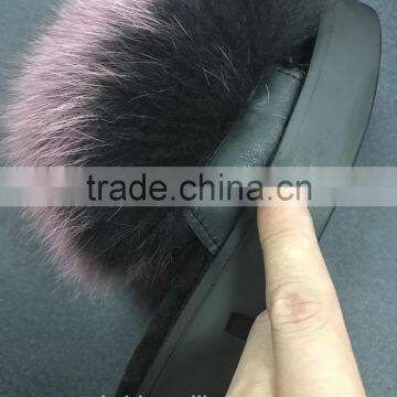 2017 Real Fox Fur Slippers Women Fashion Spring Summer Autumn Home Slides Indoor Outdoor Flat Flip Flops Fslipper-7 photo-2