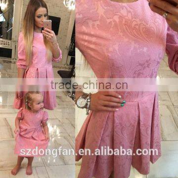 Pastel Pink/ Blue Family Outfits Mother And Daughter Dress Child Dress photo-2