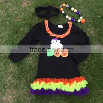 girl ghost dress kids Halloween boutique dress baby girls Halloween dress girls fall dresses Halloween toddler dress necklace