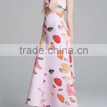 2015 New Fashion Sulty Lips Print Midi Long Women Skirt Wholesale photo-4