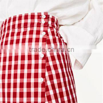Latest Ladies Fashion Wholesale High Quality Red Plaid Frilled Skirt