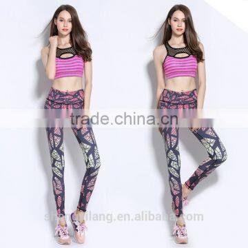 Womens sublimation printing fitness yoga wear pants