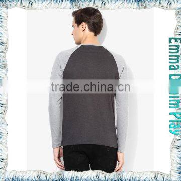 High Quality Custom Design Mens Long Sleeves Contrast Color O-Neck T Shirts photo-2