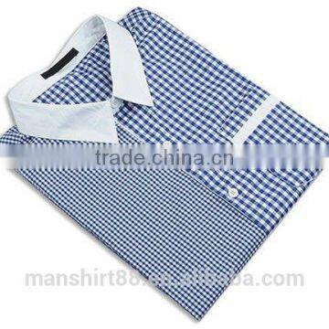 contrast color check shirts men shirts with pocket