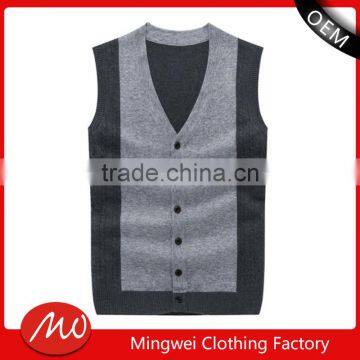 Man cheap sleeveless button polyester knitted sweater vest with lowest price