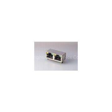 Shielded RJ45 Modular Jack Rj45 Female To Female Connector 8P8C 2 Port  With LED Gold Plated