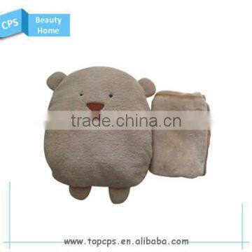 New design cute bear 3 in 1 cushion blanket for Winter